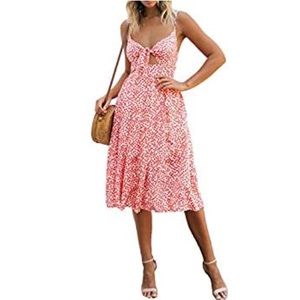 Spaghetti Strap Button Backless Bowknot Dress